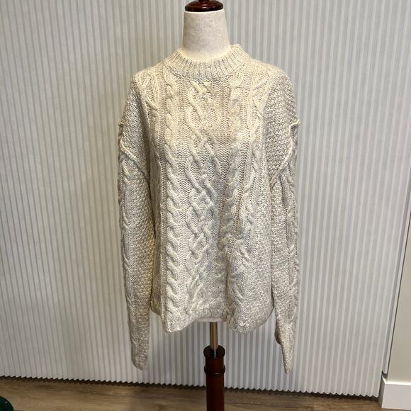 TOPSHOP Women's Knitted Drop Shoulder Cable Detail Jumper Size 0-2 In Oat - Picture 4 of 11